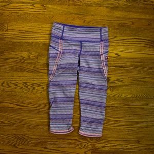 Lululemon Neon Purple/Orange Cropped Leggings
